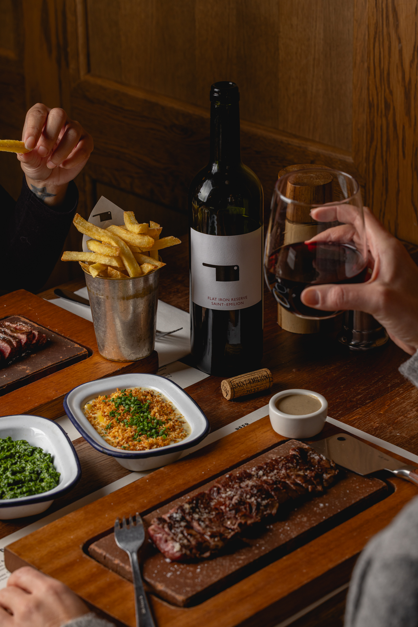 Flat Iron steak and sides